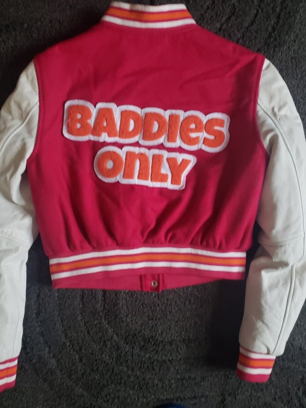 Baddies Only Women's Cropped Varsity Jacket Pink Alumni 96 Size S